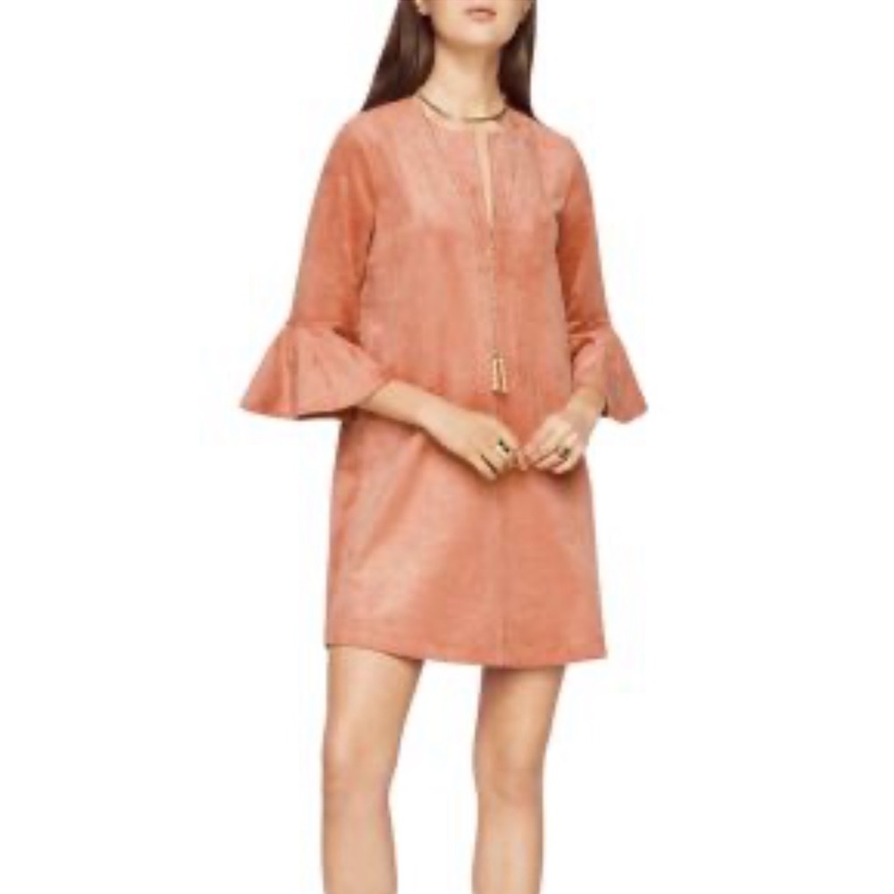 Pink suede shift dress